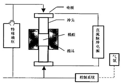 模冲及通电电极将特定烧结电源和压制压力施加于原料粉末,经放电活化
